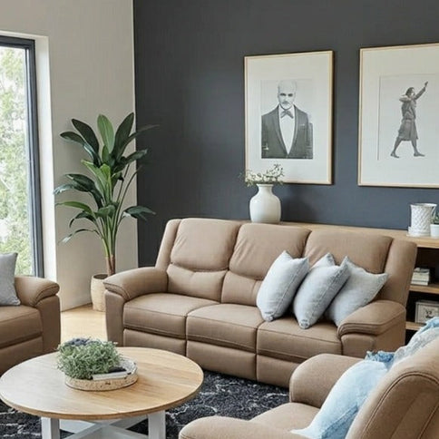 Park lane 3 Seater Manual Recliner - Light Coffee
