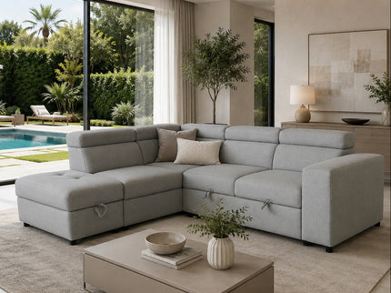 New Sutton Left Chaise Sofa Bed - Light Grey