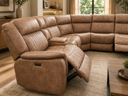 Selby Corner Mod Electric Recliner Lounge -Tan