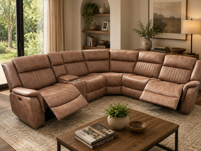 Selby Corner Mod Electric Recliner Lounge -Tan