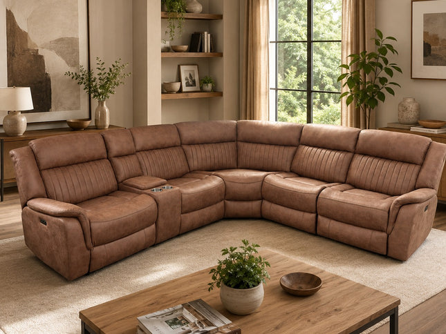 Selby Corner Mod Electric Recliner Lounge -Tan