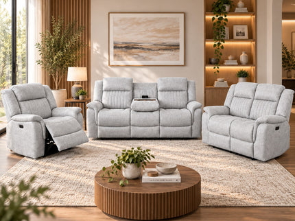 SELBY 3+2+1 Electric Recliner - Light Grey