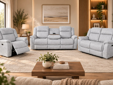 SELBY 3+2+1 Electric Recliner - Light Grey