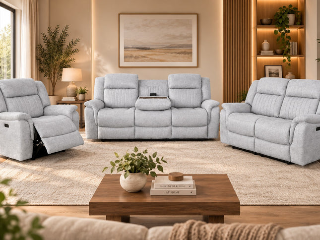 SELBY 3+2+1 Electric Recliner - Light Grey