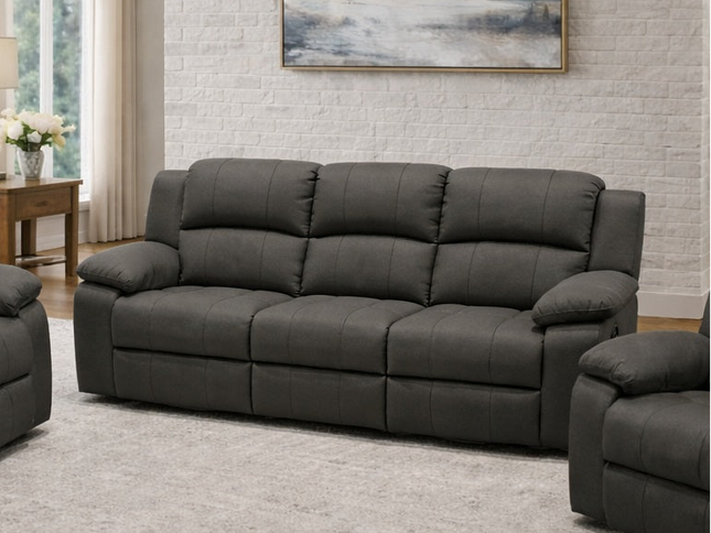 Sterling 3 Seater Manual Recliner - Jet Graphite