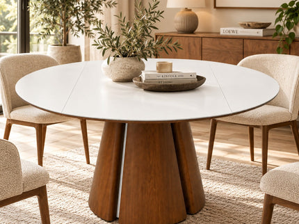 Valentino Round Extendable Dining Table with Micro Crystal Stone