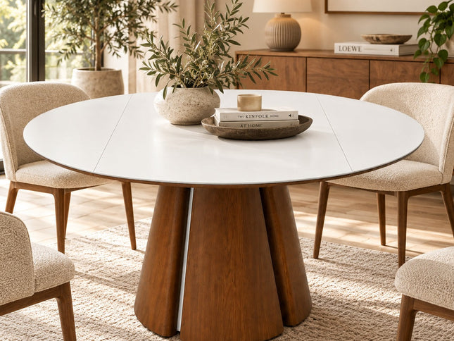 Valentino Round Extendable Dining Table with Micro Crystal Stone