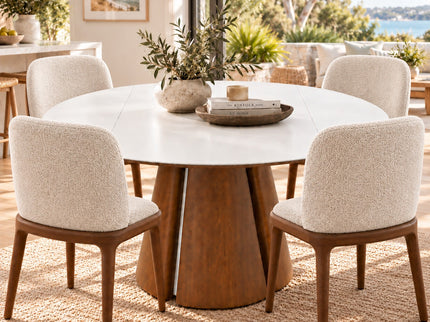 Valentino 5Pce Round Extendable Dining Suite W/ Hume Chairs