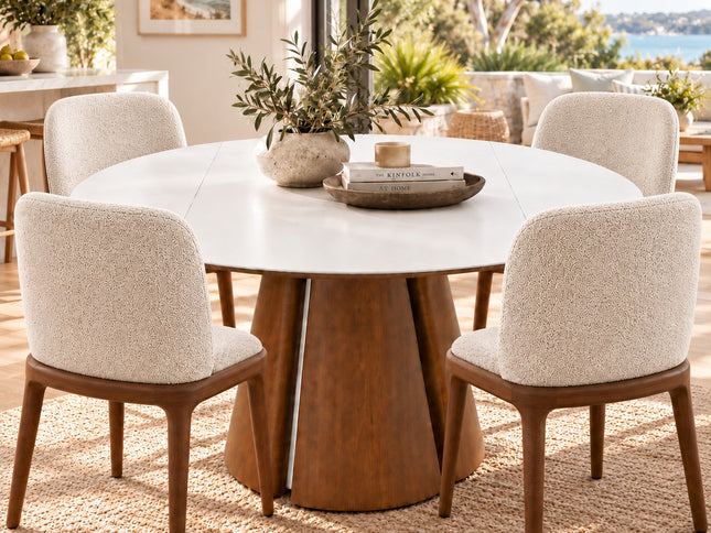 Valentino 5Pce Round Extendable Dining Suite W/ Hume Chairs