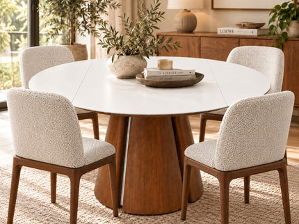 Valentino 5Pce Round Extendable Dining Suite W/ Hume Chairs