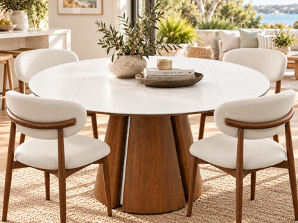 Valentino 5Pce Round Extendable Dining Suite W/ Flynn Chairs