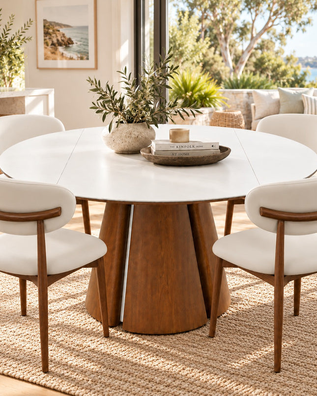 Valentino 5Pce Round Extendable Dining Suite W/ Flynn Chairs