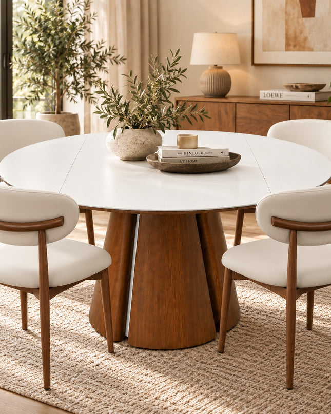 Valentino 5Pce Round Extendable Dining Suite W/ Flynn Chairs