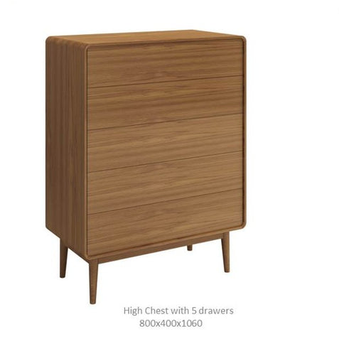 Zara High Chest with 5 Drawers